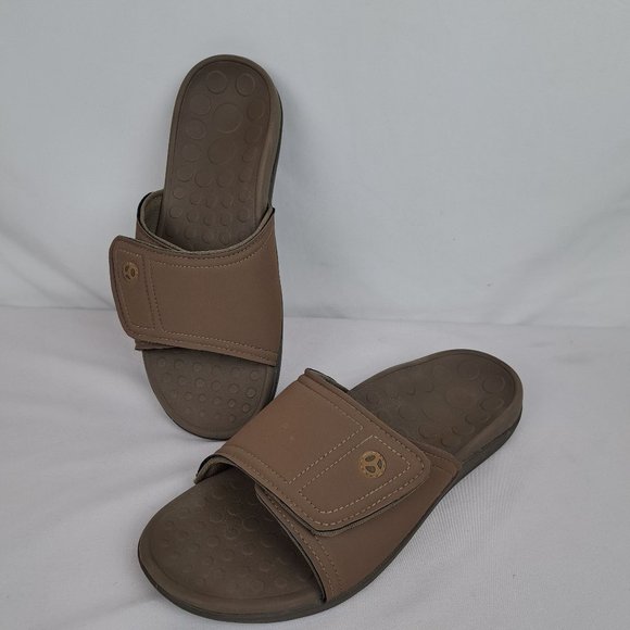 Vionic Unisex Kiwi Slide Sandals Camel Khaki US Size Men 9 Womens 10 - Picture 1 of 16